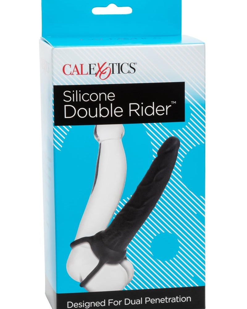 Silicone Double Rider Dildo Cockring Black