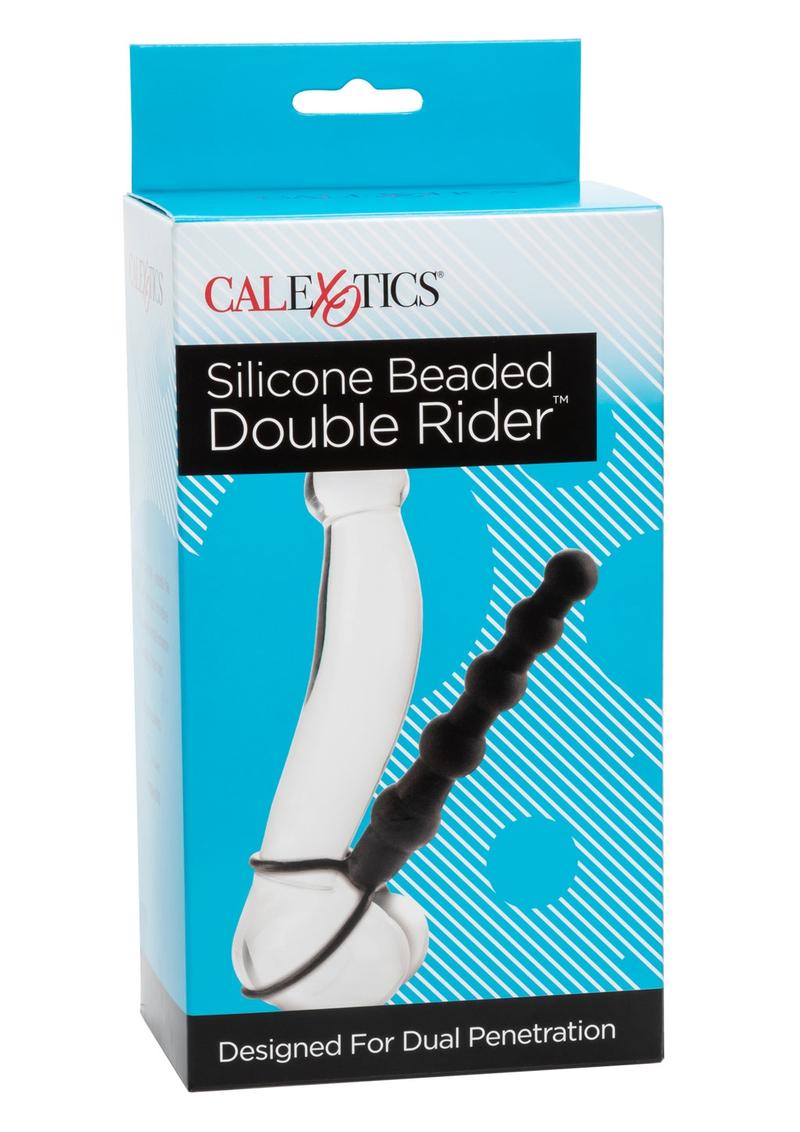 Silicone Beaded Double Rider Anal Probe Cockring Black