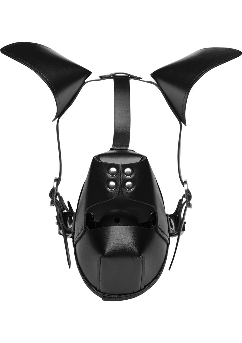 Master Series Puppy Play Hood And Breathable Ball Gag Black