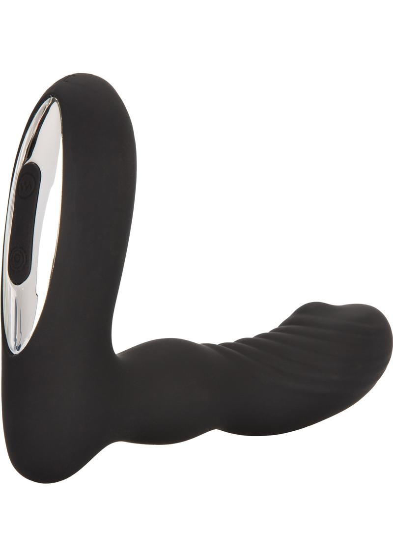 Vibrador anal inalámbrico de silicona con sonda de precisión recargable por USB, resistente al agua, color negro