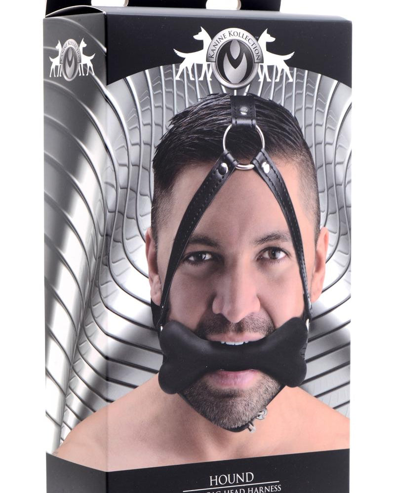 Master Series Hound Bone Silicone Gag Head Harness Black