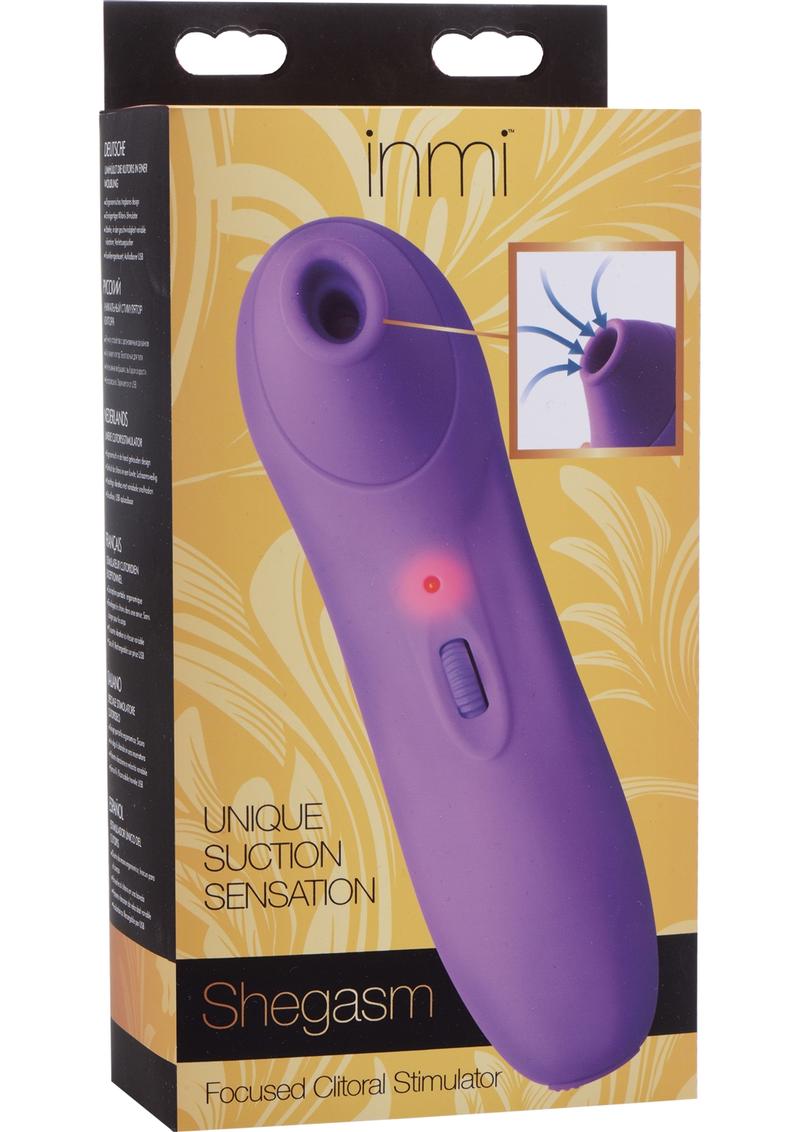 Inmi Shegasm - Estimulador de clítoris enfocado, succión de silicona, vibrador recargable por USB, color morado, 7 pulgadas