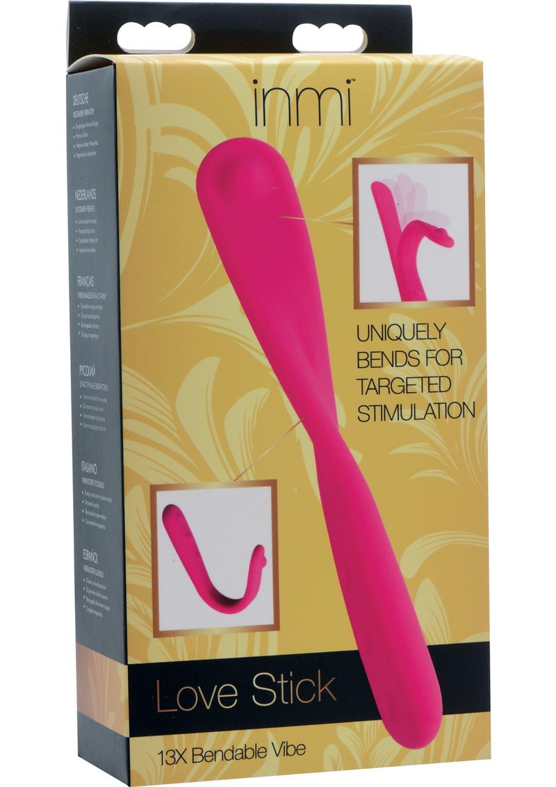 Inmi Love Stick - Vibrador de silicona recargable, flexible, resistente al agua, color rosa, 6,75 pulgadas, 13 unidades