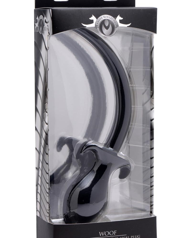 Master Series Woof XL Silicone Puppy Tail Anal Plug Black 12.7 Inch