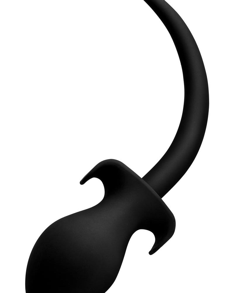 Master Series Woof XL Silicone Puppy Tail Anal Plug Black 12.7 Inch