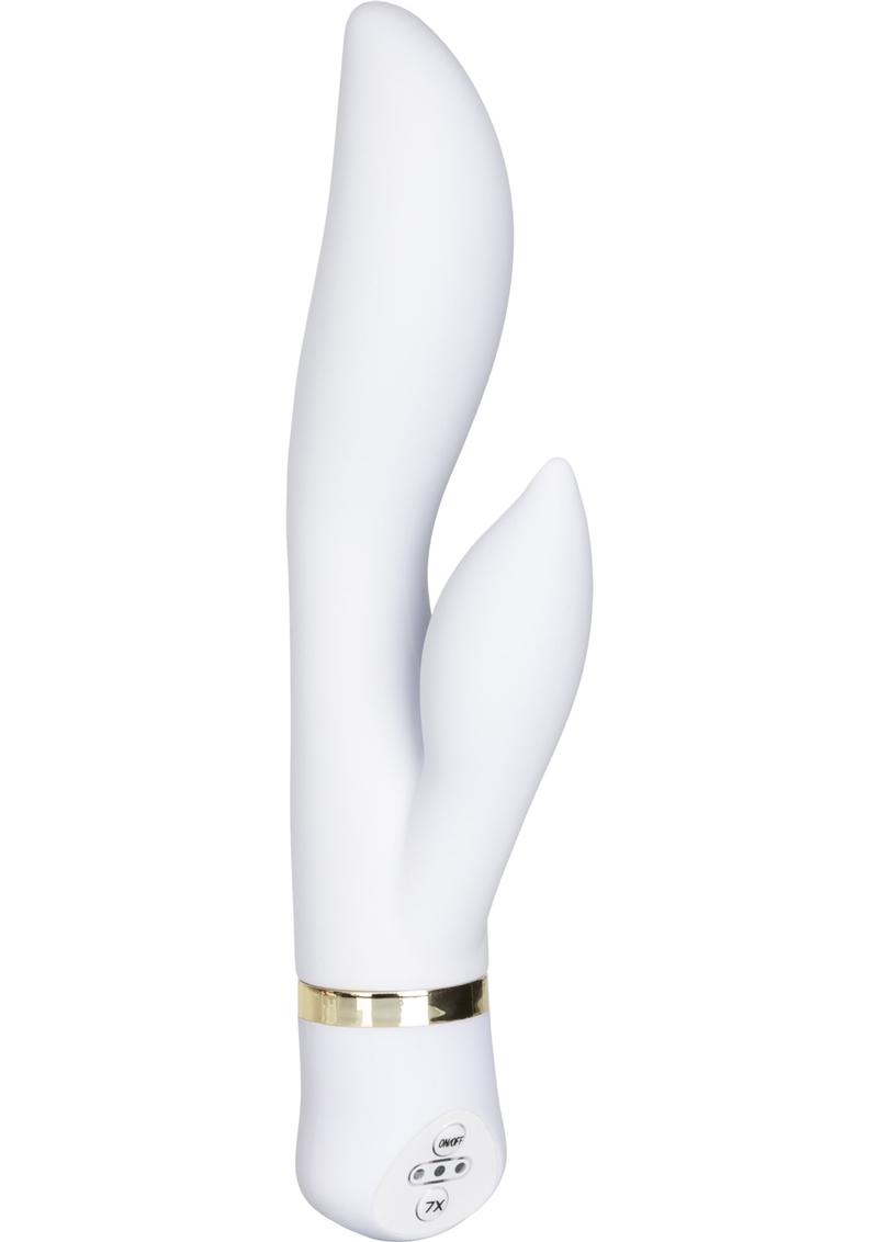 Vibrador doble de silicona Spellbound Wave, resistente al agua, color blanco