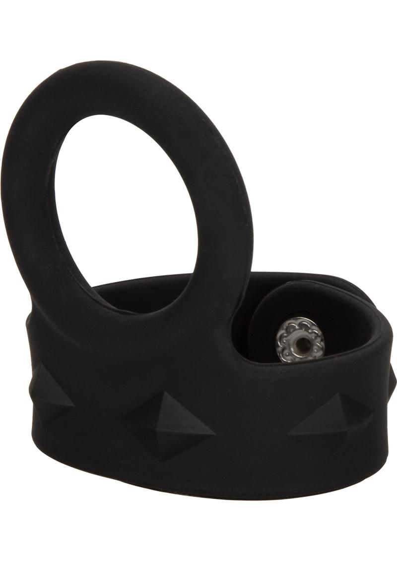 Anillo de soporte para escroto de silicona Tri-Snap, tamaño mediano, color negro