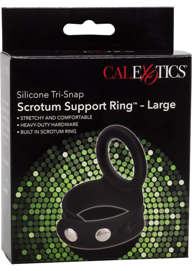 Silicone Tri-Snap Scrotum Support Ring Large Black