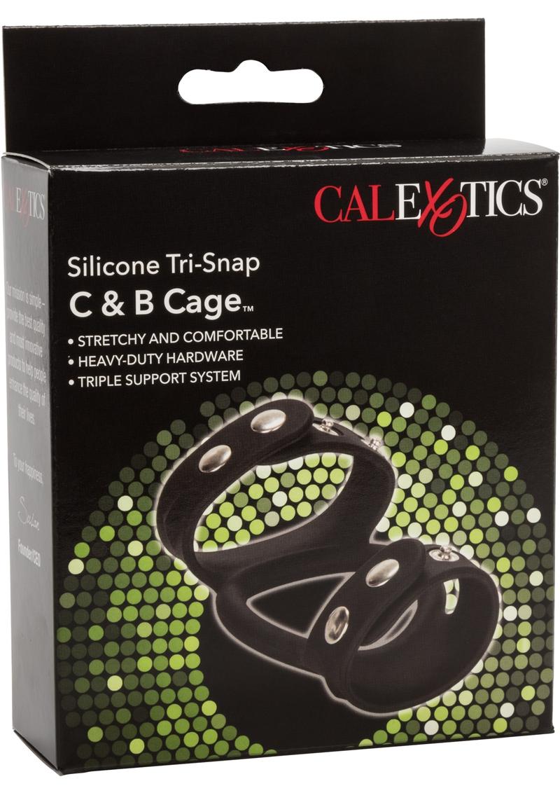 Silicone Tri-Snap Cock and Ball Cage Black