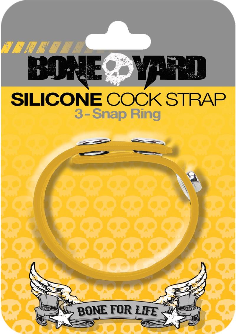 Correa para pene de silicona Bone Yard con 3 anillos de presión, color amarillo