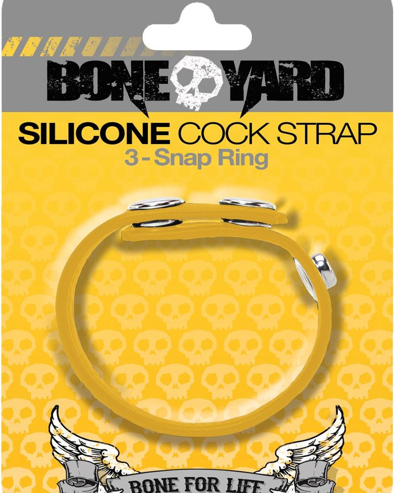 Bone Yard Silicone Cock Strap 3 Snap Ring Yellow