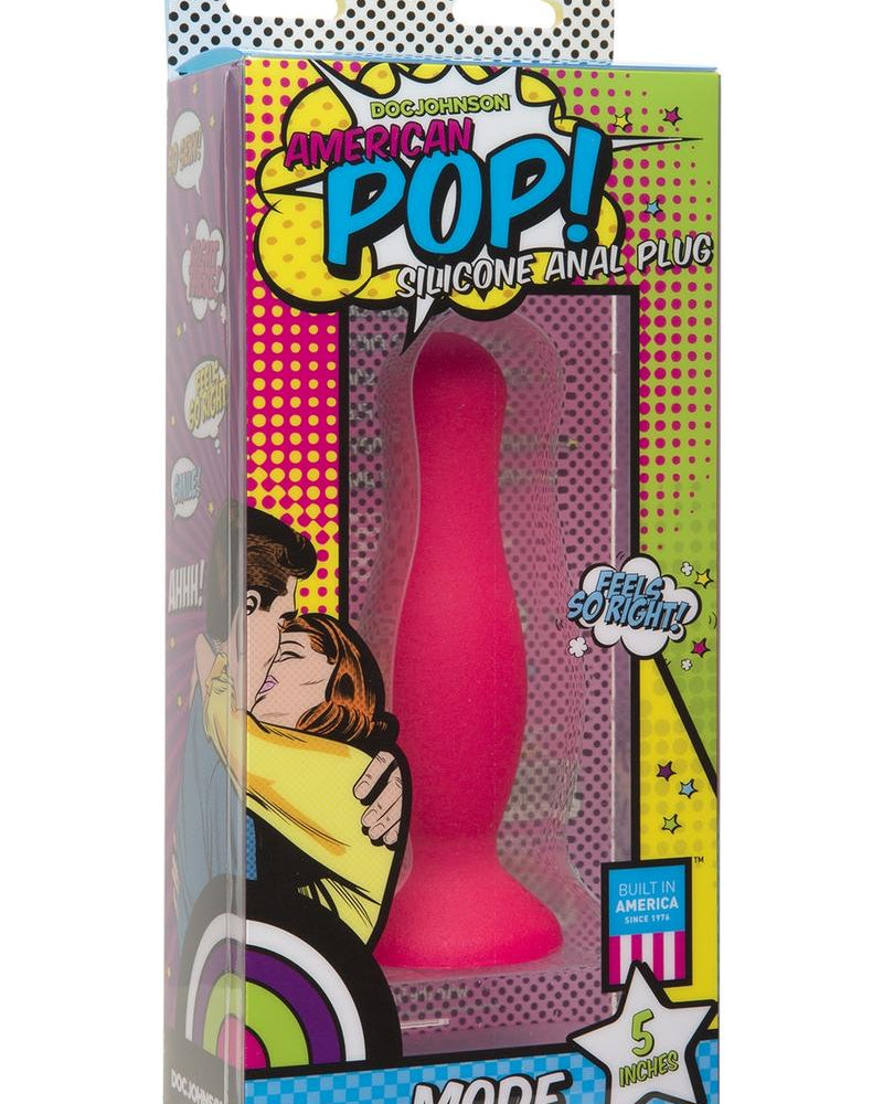 Tapón anal de silicona American Pop Mode de 5 pulgadas en color rosa