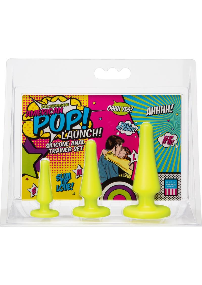 American Pop Launch - Juego de entrenador anal de silicona en varios tamaños, color amarillo