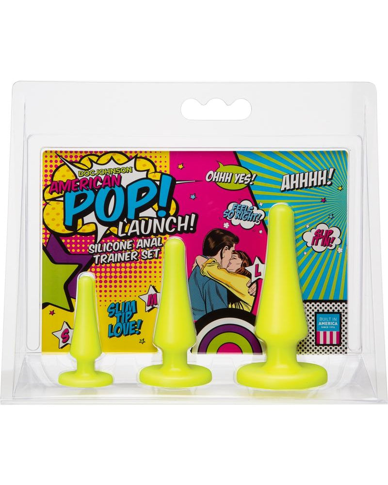 American Pop Launch Silicone Anal Trainer Set Assorted Sizes Yellow