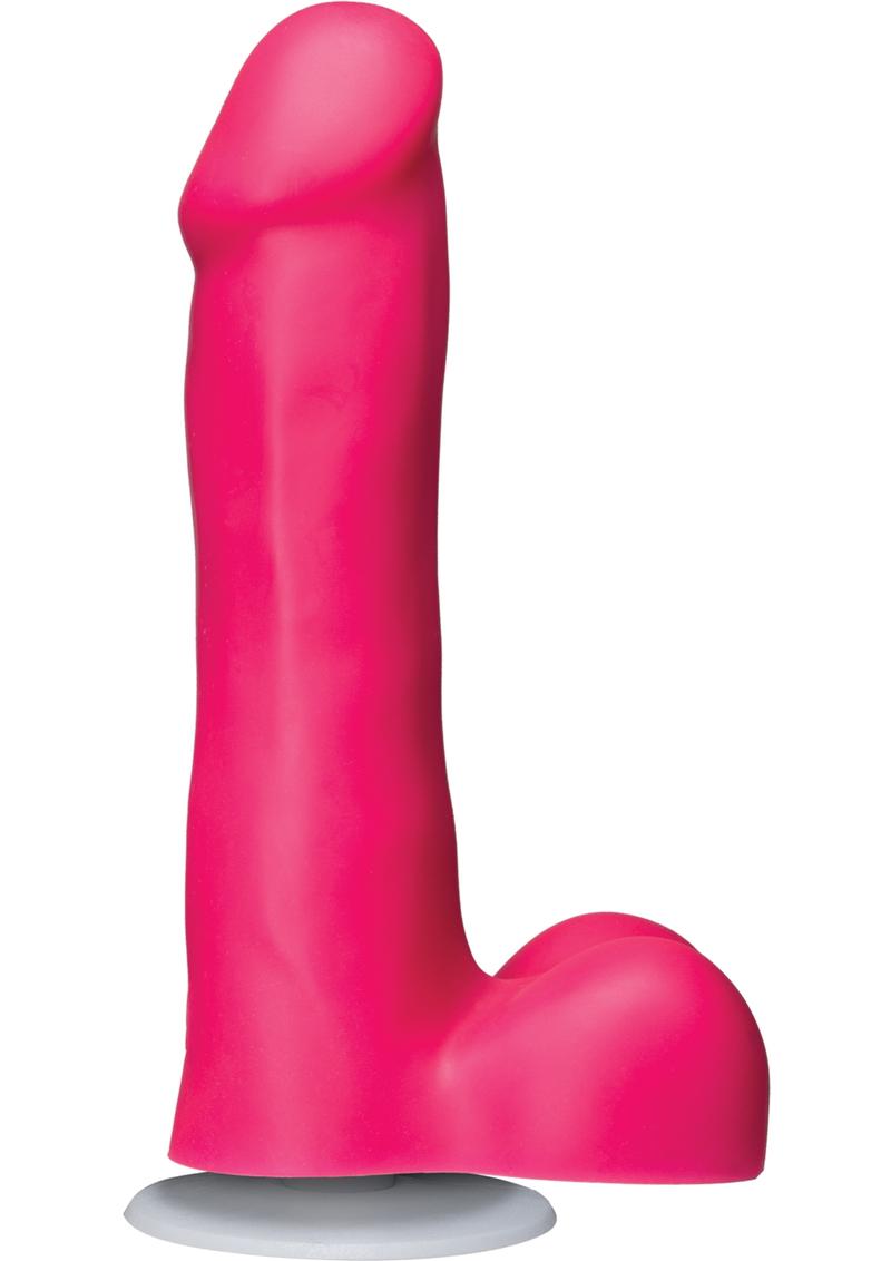 Pene delgado de silicona American Pop Rebel con bolas y tapón Vac-U-Lock, color rosa, 6 pulgadas