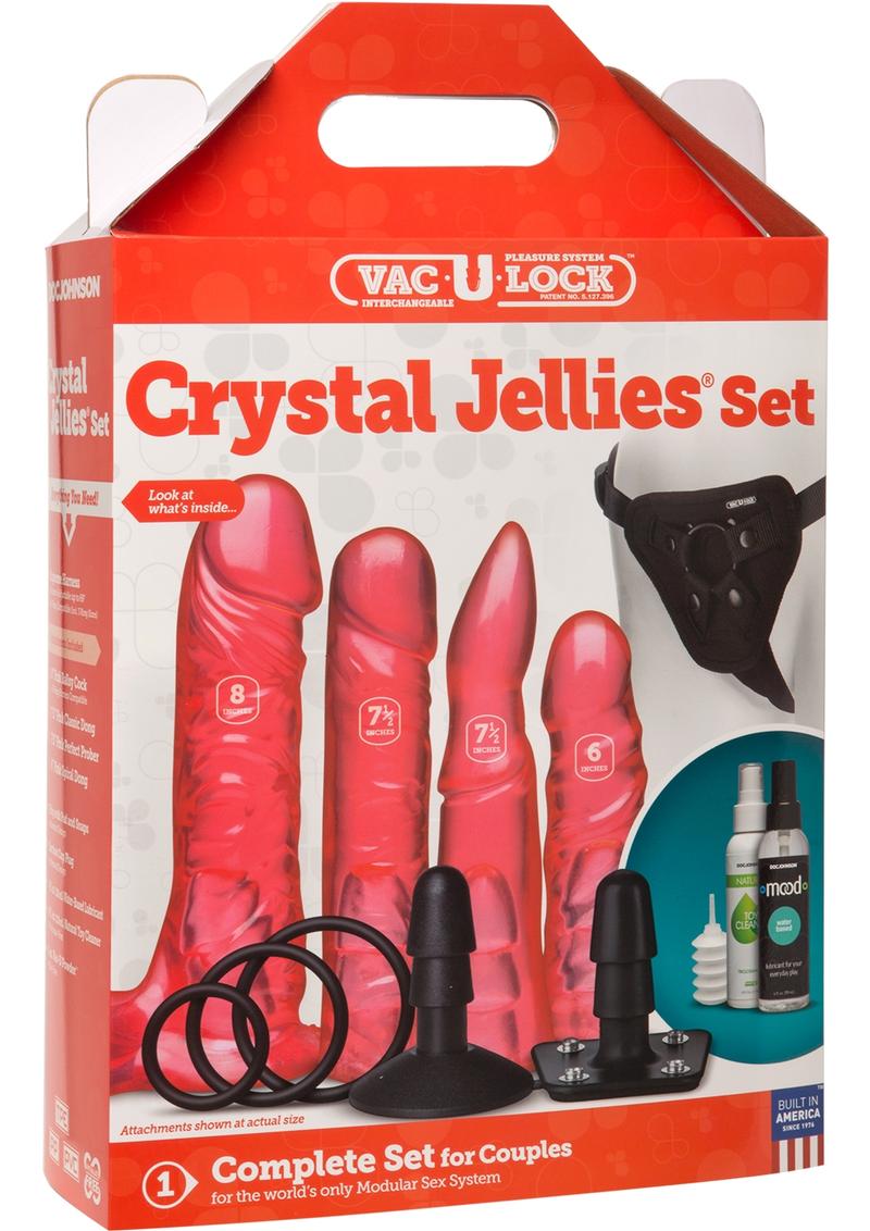 Juego de gelatinas de cristal Vac U Lock de color rosa, tamaños variados