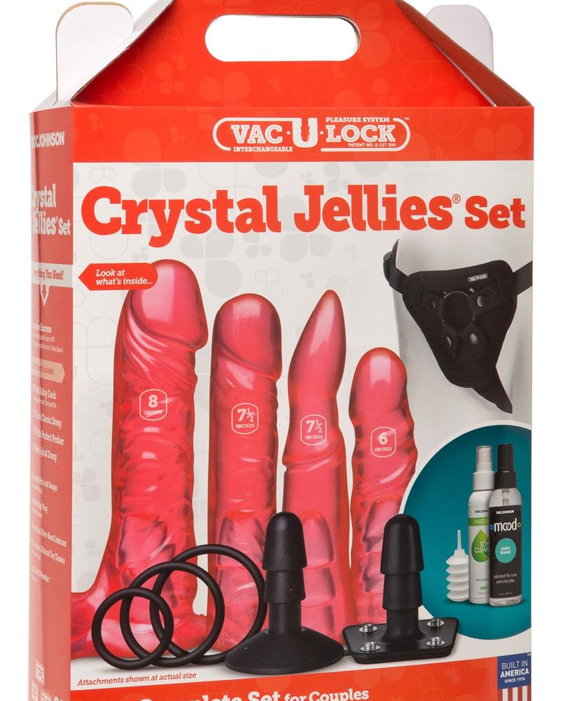 Juego de gelatinas de cristal Vac U Lock de color rosa, tamaños variados