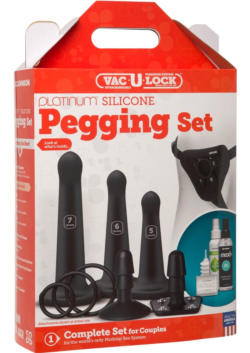 Vac U Lock Platinum Silicone Pegging Set Black Assorted Sizes
