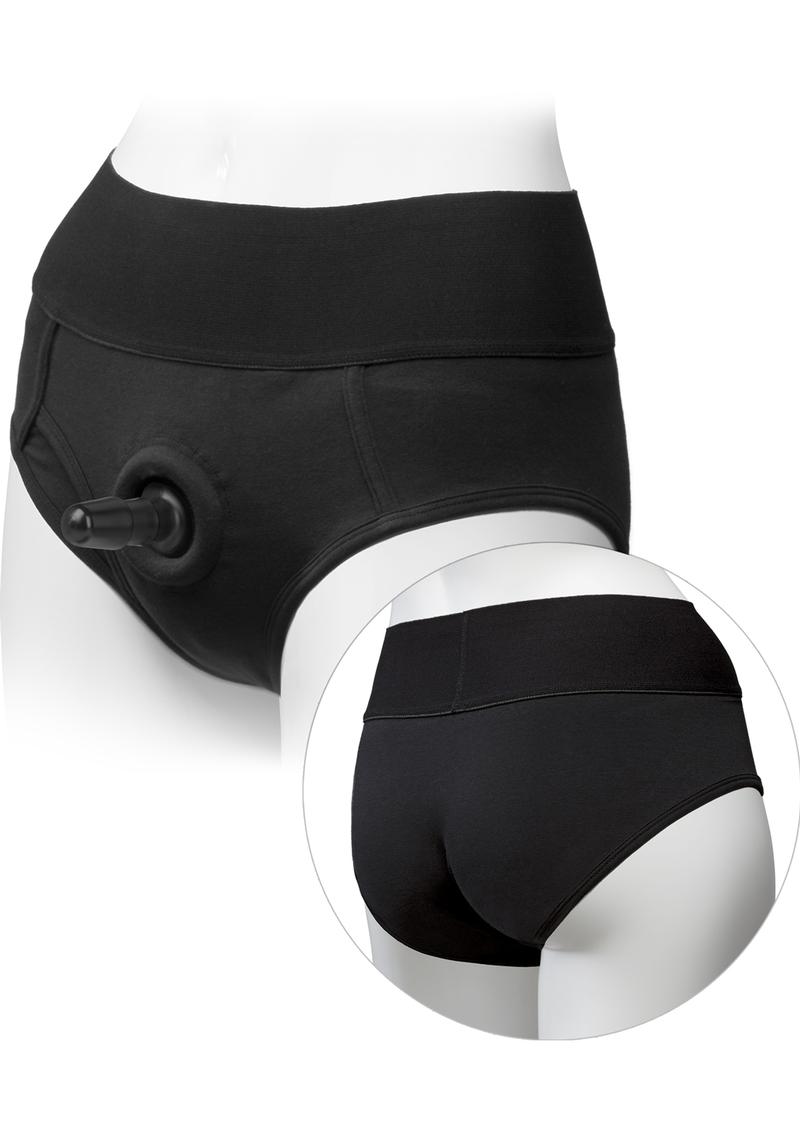 Platinum Edition Vac U Lock Ultra Harness With Plug Briefs Black Large/X-Large 33 To 45 Inch Hips