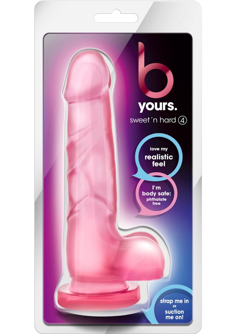 B Yours Sweet N Hard 04 Realistic Dong With Balls Pink 7.7 Inch