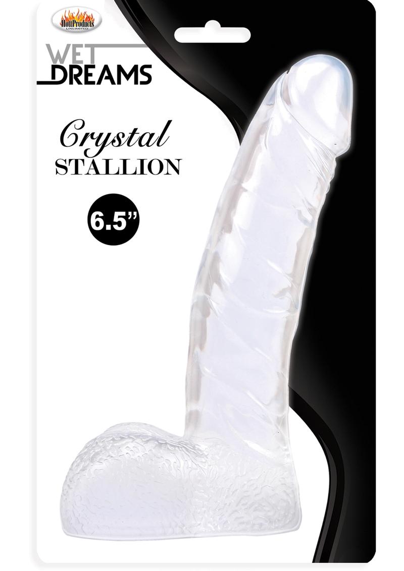 Pene realista Wet Dreams Crystal Stallion transparente de 6,5 pulgadas