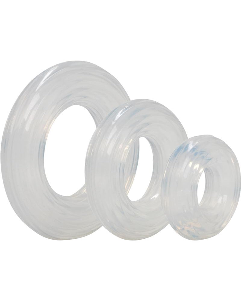 Juego de anillos para el pene de silicona de primera calidad transparente
