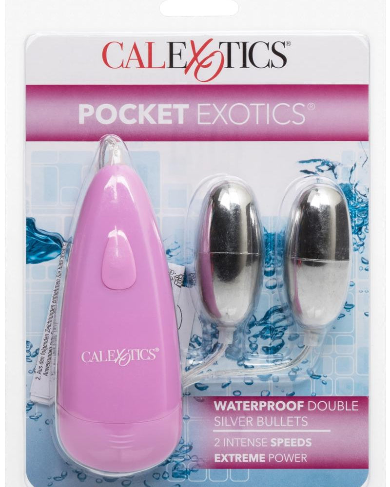 Balas de plata dobles de Pocket Exotics, resistentes al agua, de color rosa