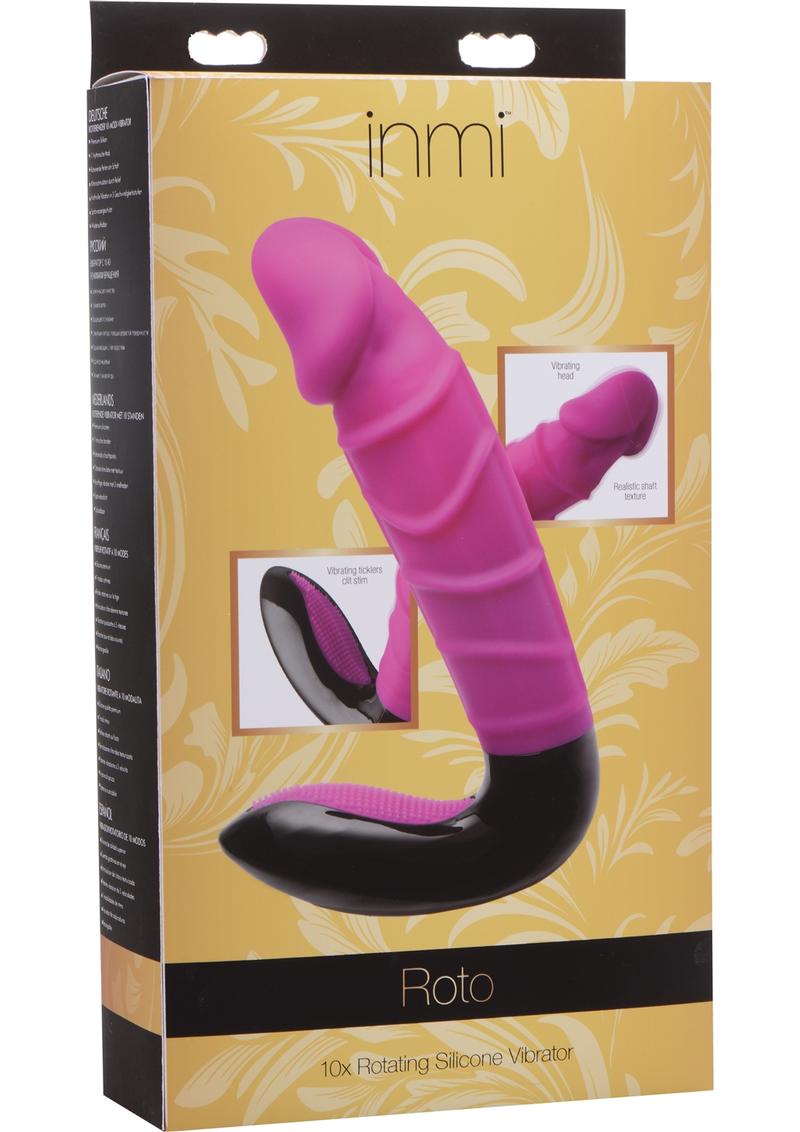 Vibrador de silicona giratorio Inmi Roto 10x de 8 pulgadas, color rosa