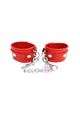 Rouge Plain Leather Wrist Cuffs Red