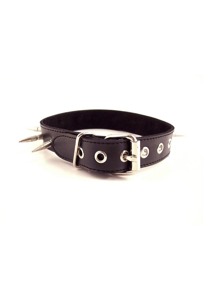 Rouge Adjustable Spiked Collar Leather Black