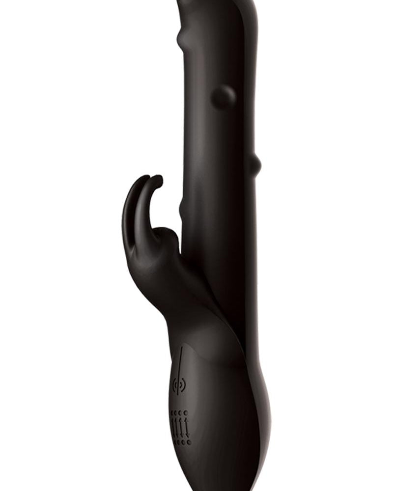 Vibrador de silicona recargable por USB con doble motor Bliss Aura con perlas de movimiento, resistente al agua, color negro