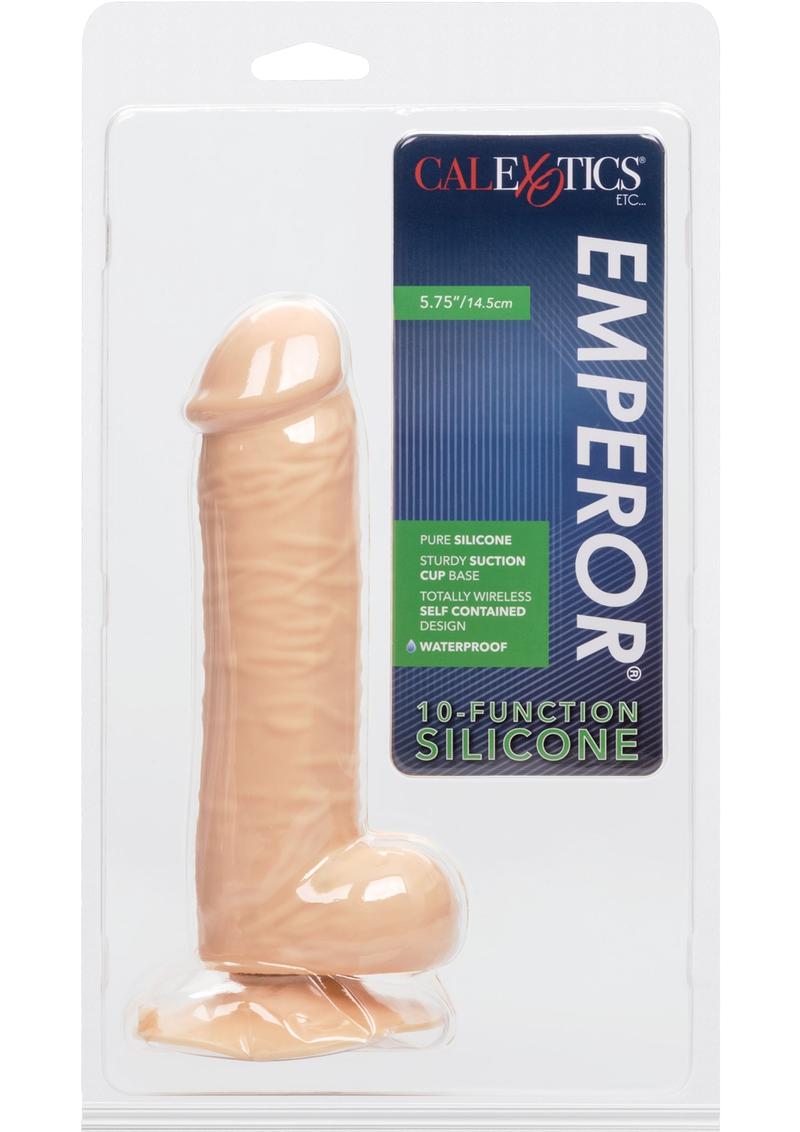 Consolador realista de silicona Emperor con 10 funciones, color marfil, 5,75 pulgadas