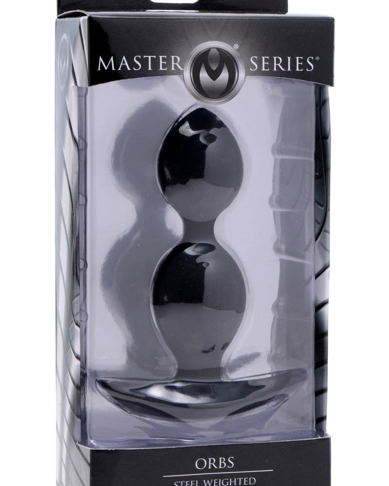 Master Series Orbs Steel Weighted Duotone Silicone Anal Plug Black 4.5 Inch