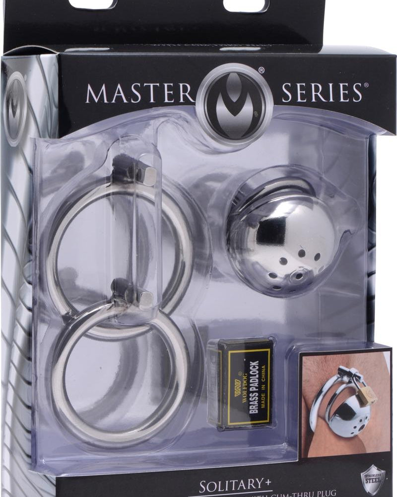 Master Series Solitary Extreme Confinement Cage With Cum Thru Plug Silver