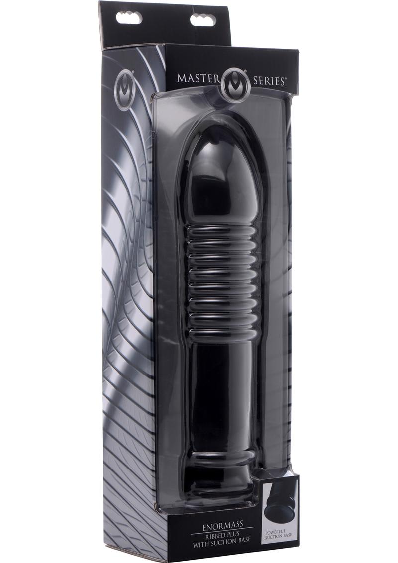 Master Series Enormass Ribbed Plus With Suction Base Black 11 Inch