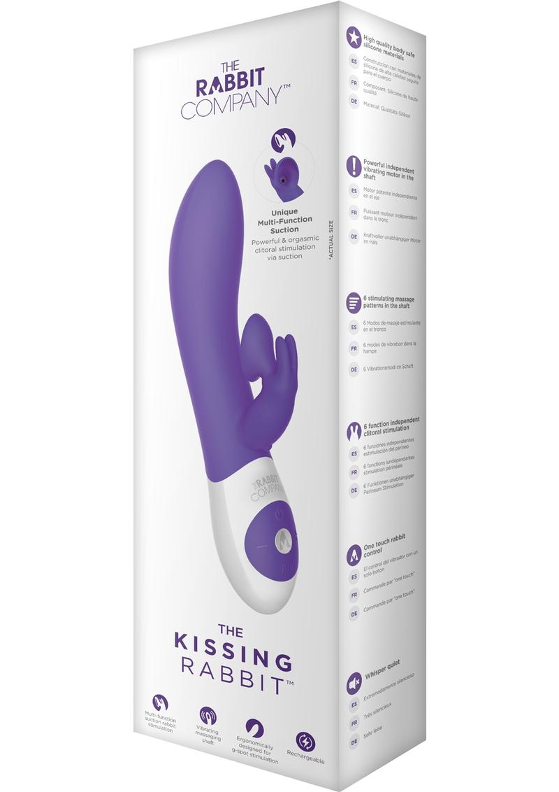 Vibrador de silicona con succión de clítoris recargable por USB Kissing Rabbit, resistente a salpicaduras, morado