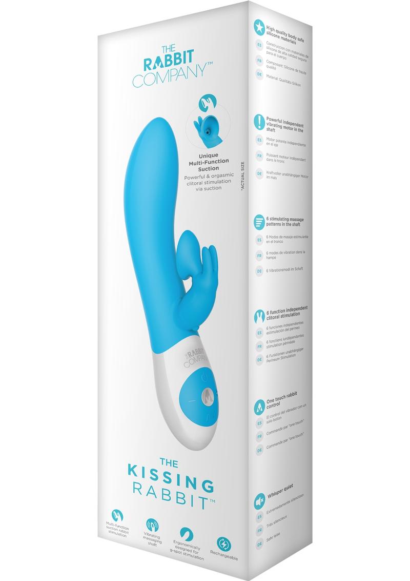 Vibrador de silicona con succión de clítoris recargable por USB Kissing Rabbit, resistente a salpicaduras, color azul