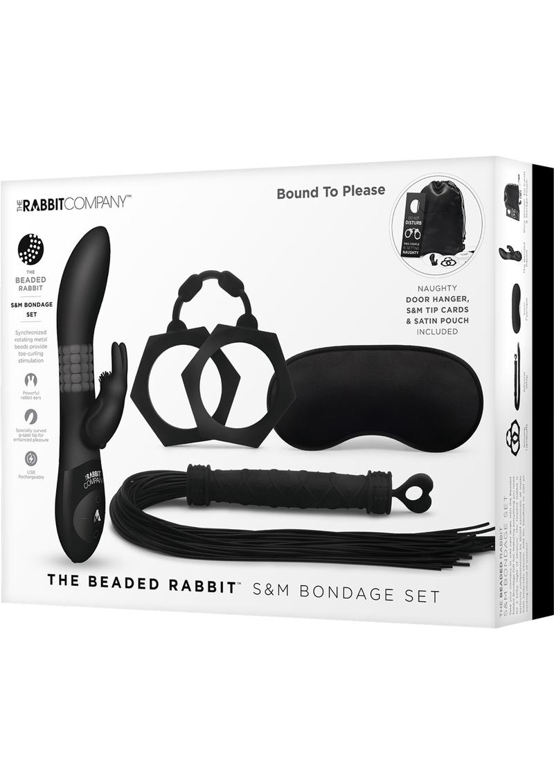 Set de bondage de silicona con cuentas de conejo SandM en color negro