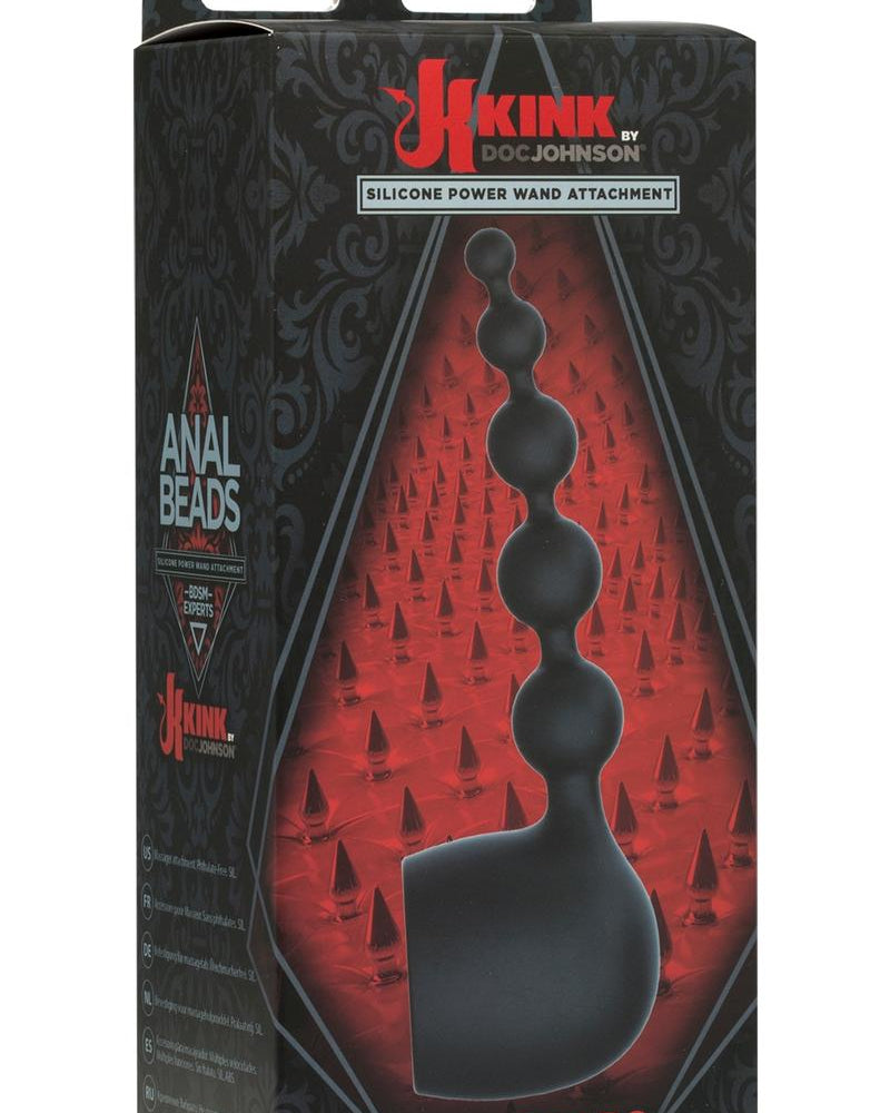 Kink Silicone Power Wand Attachement Anal Beads Black 8.5 Inch
