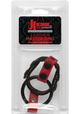 Accesorio para pene y testículos con anillo Master de cuero Kink, rojo y negro