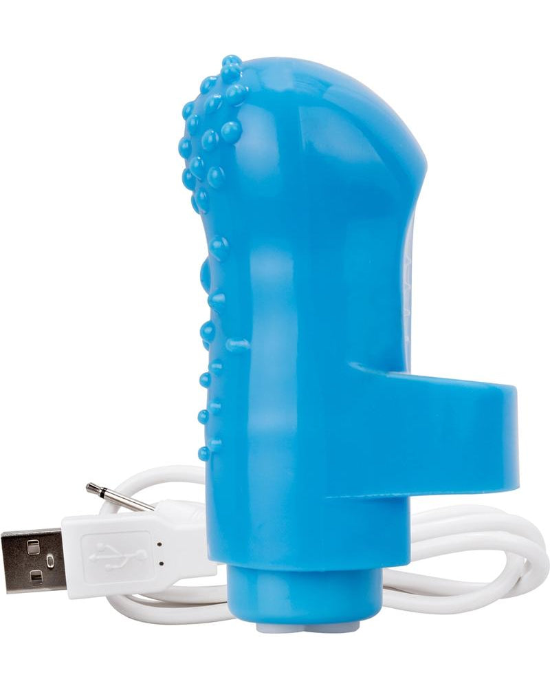 Vibrador de dedo mini recargable Charged Fing O resistente al agua, color azul
