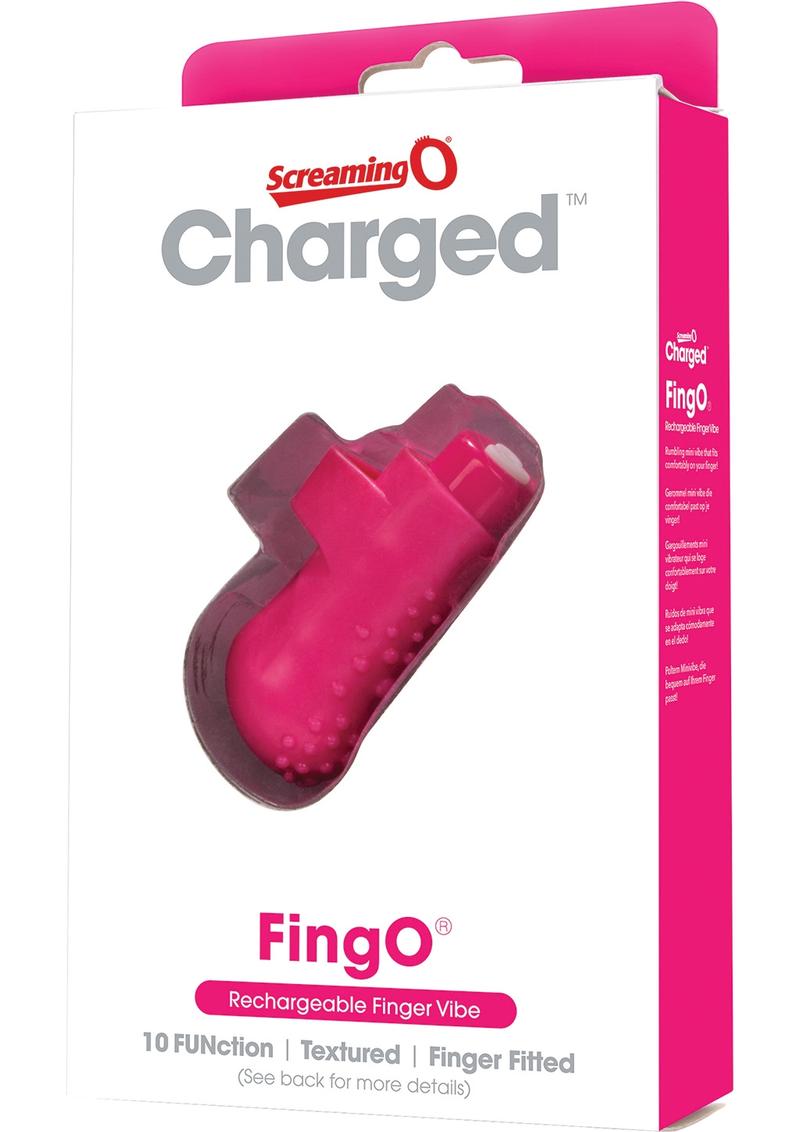 Vibrador de dedo mini recargable Charged Fing O resistente al agua, color rosa