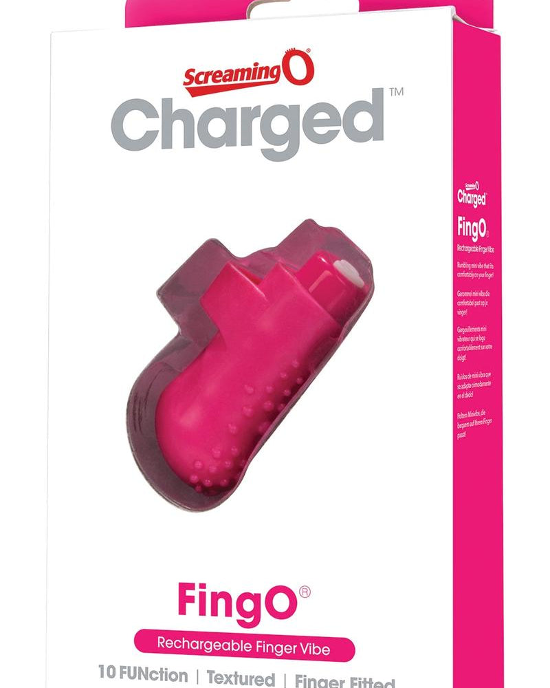 Vibrador de dedo mini recargable Charged Fing O resistente al agua, color rosa