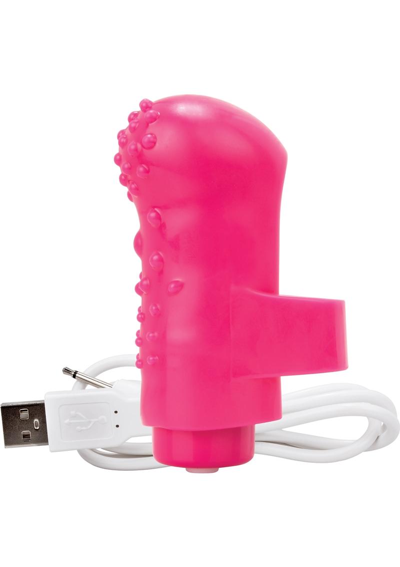 Vibrador de dedo mini recargable Charged Fing O resistente al agua, color rosa