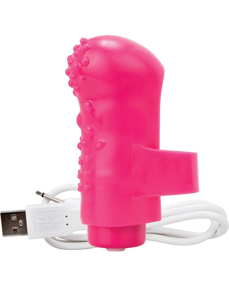 Vibrador de dedo mini recargable Charged Fing O resistente al agua, color rosa