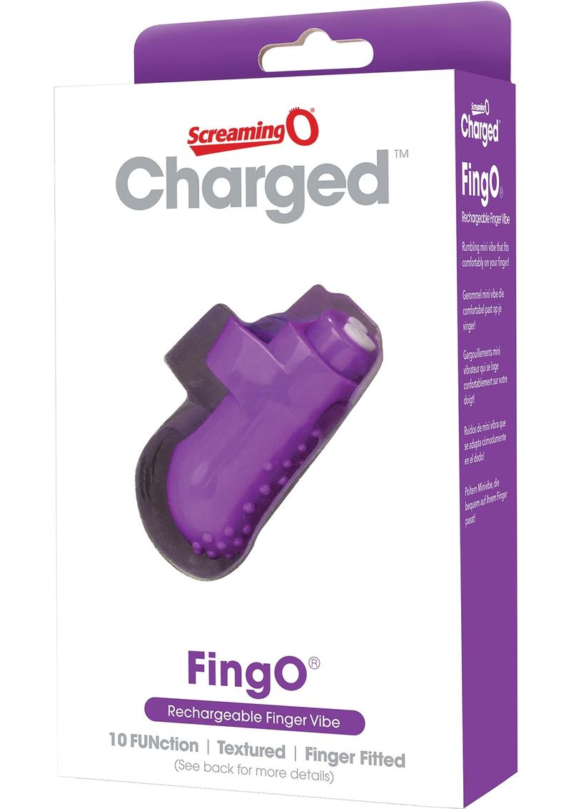 Vibrador de dedo mini recargable Charged Fing O resistente al agua color morado