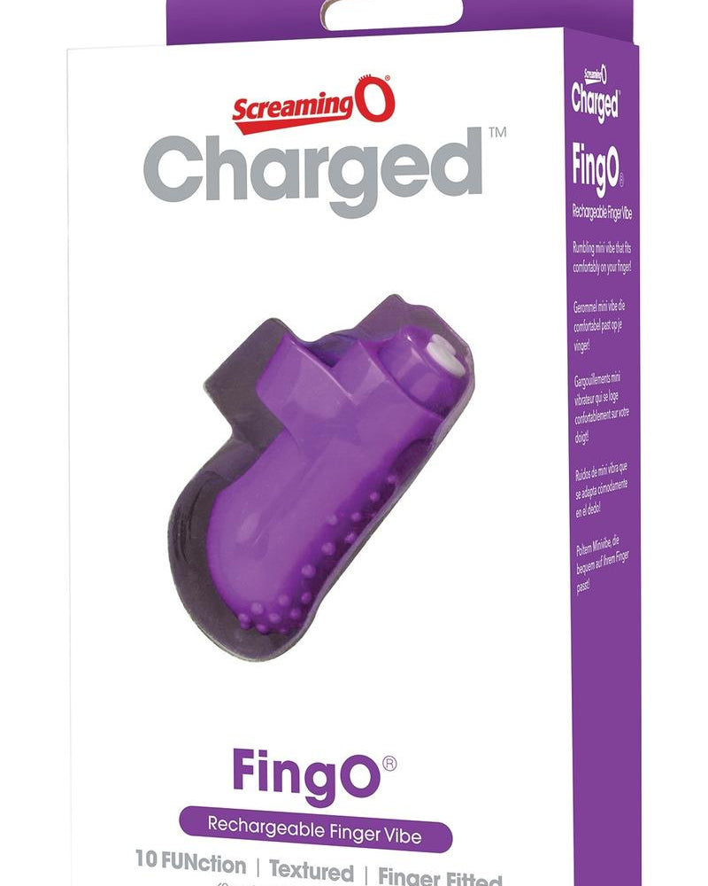 Vibrador de dedo mini recargable Charged Fing O resistente al agua color morado