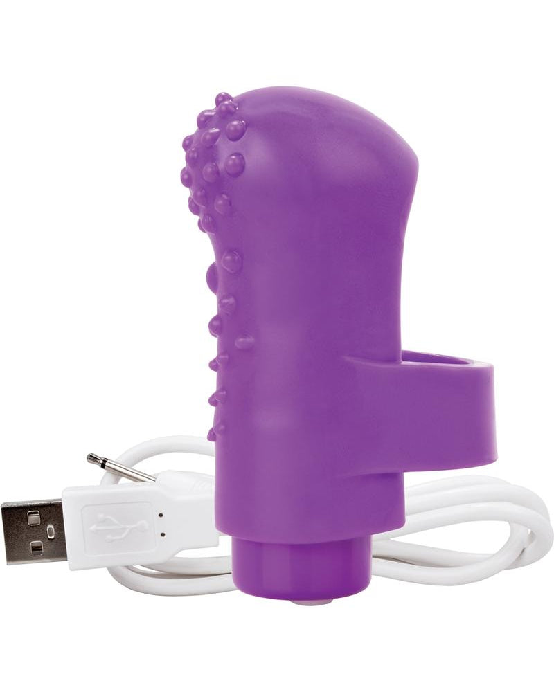 Vibrador de dedo mini recargable Charged Fing O resistente al agua color morado