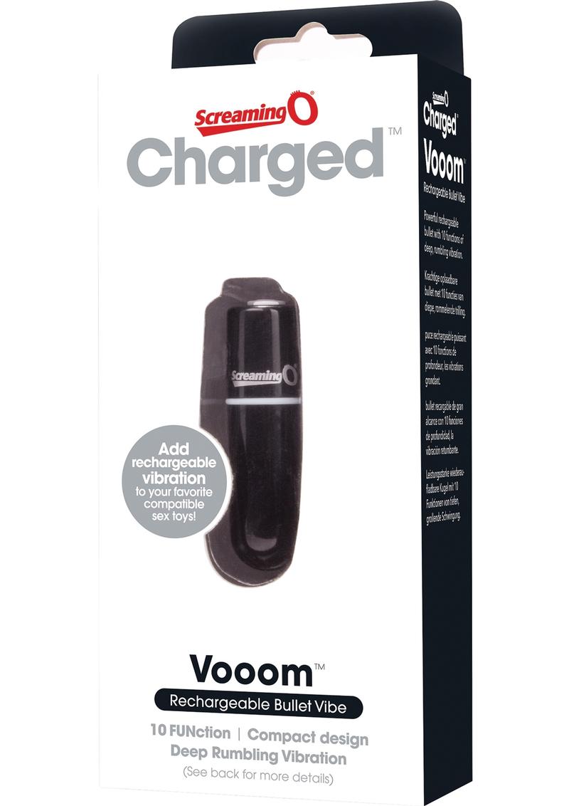 Vibrador recargable tipo bala Charged Vooom resistente al agua, color negro