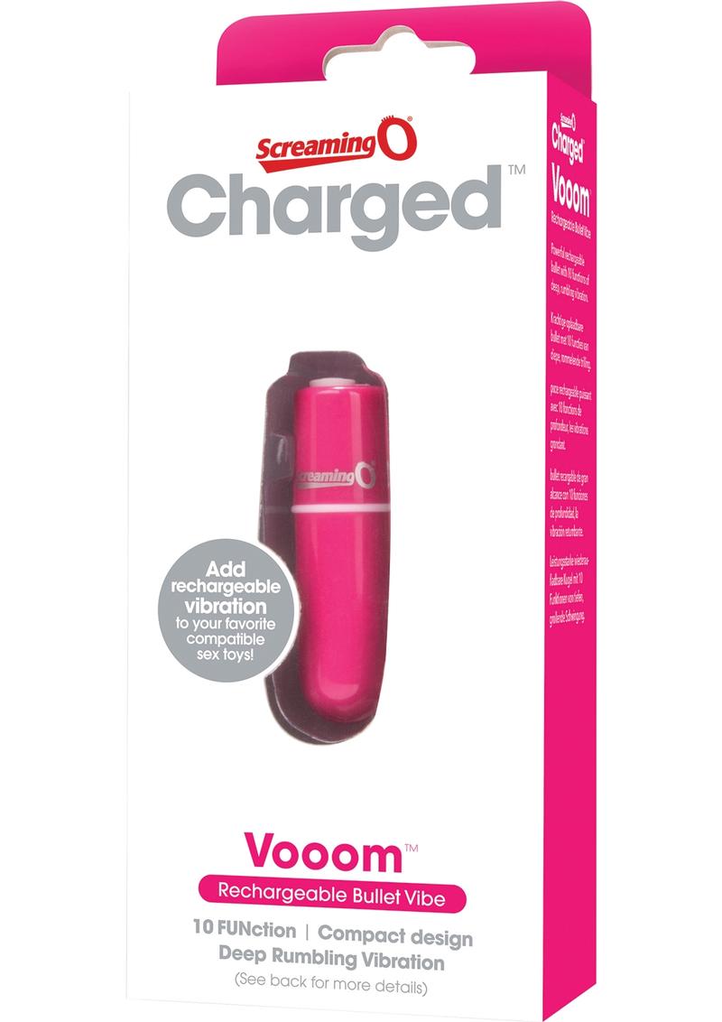 Vibrador recargable tipo bala Charged Vooom resistente al agua, color rosa